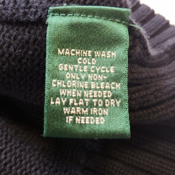 Lauren Ralph Lauren Black Shawl Neck Toggle Sweater XL Preppy Classic Coastal - Picture 7 of 8